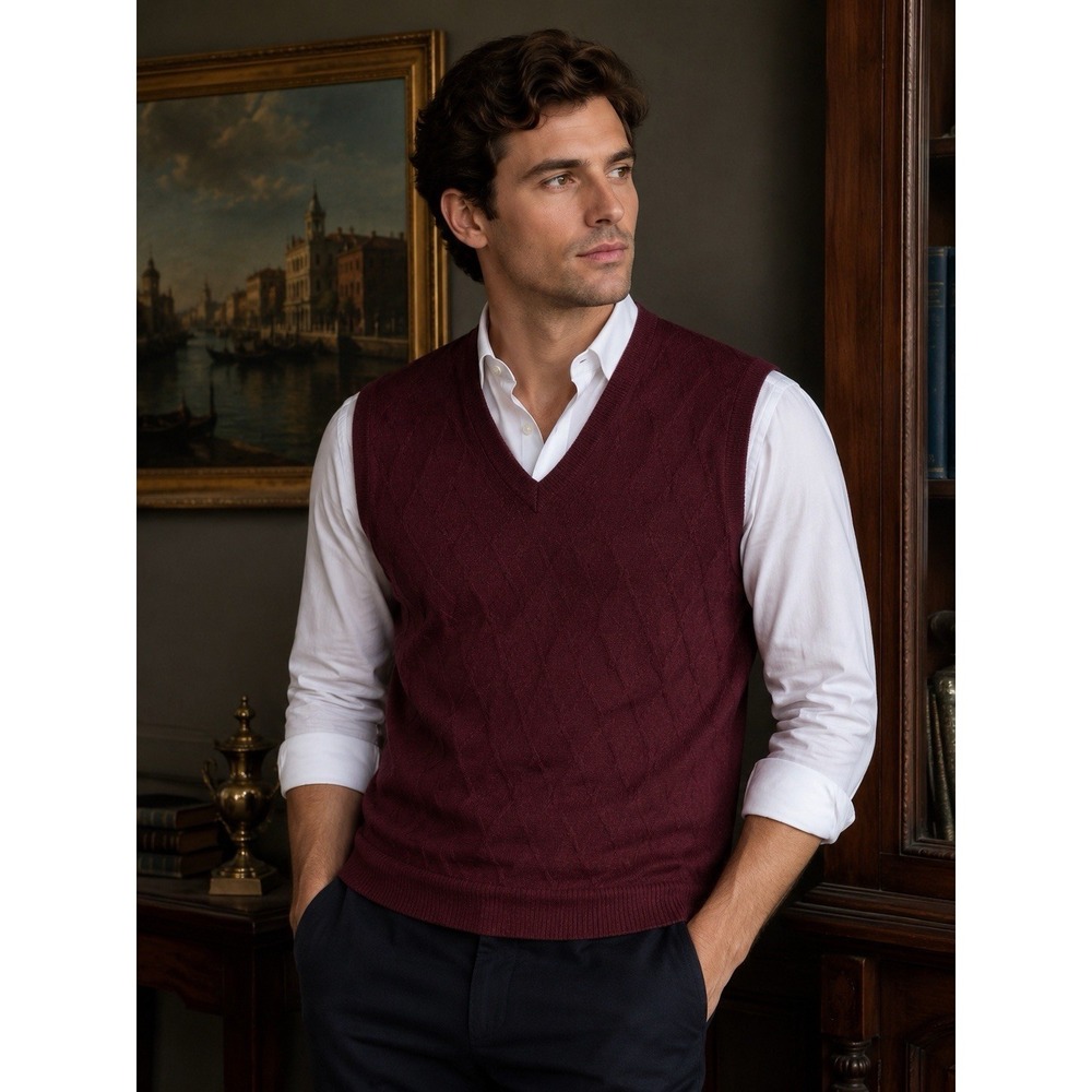 Club Room Men's Merino Wool Sweater Vest L Preppy Golf Classic  Work Academia